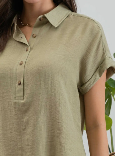 Kaci Woven Collared Top (S-3XL)