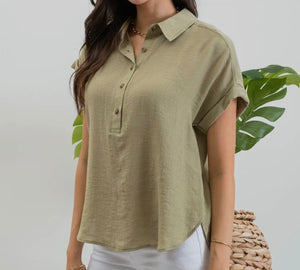 Kaci Woven Collared Top (S-3XL)