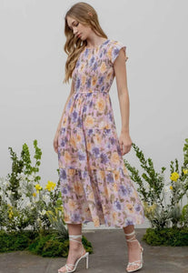 Wren Blush Floral Midi Dress