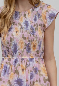 Wren Blush Floral Midi Dress