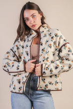 Load image into Gallery viewer, Oversized Floral Printed Casual Fleece Jacket in Cream Floral (S-3XL)