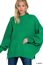 Load image into Gallery viewer, Mock Neck Oversized Sweater in Kelly Green