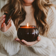Load image into Gallery viewer, Hello Fall Soy Candle - 20oz Amber Pumpkin Jar