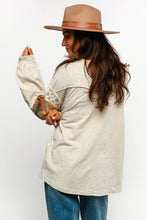 Load image into Gallery viewer, FLORAL CHECK COLOR BLOCK LONG SLEEVE KNIT TOP (S-3XL)