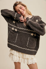 Load image into Gallery viewer, Floral Embroidered Knit Sweater in Barnwood Red