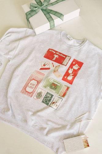 Merry And Bright Match Box Graphic Sweatshirt (S-3XL)