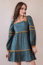 Load image into Gallery viewer, Printed Ruffle Detail Dress in Deep Teal