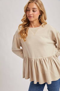 Babydoll Peplum Hem Sweatshirt Top