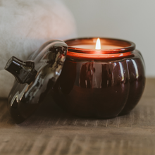 Load image into Gallery viewer, Hello Fall Soy Candle - 20oz Amber Pumpkin Jar