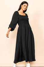Load image into Gallery viewer, Black Long Sleeve Flowy Satin Maxi Dress