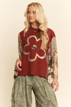 Load image into Gallery viewer, BOHO PATCHWORK KNIT TOP WITH FLOWER (S-3XL)