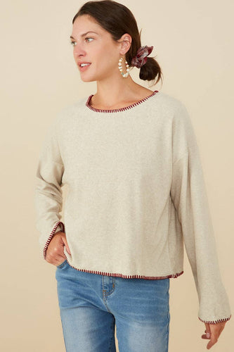 Burgundy Stitch Detailed Sweater