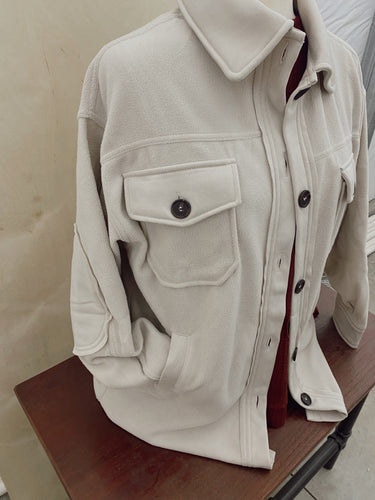 Beige Basic Fleece Shacket