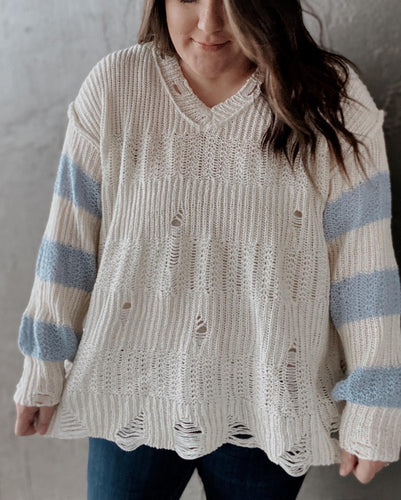 Baby Blues Distressed Sweater