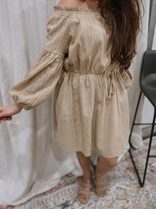 Sand Off-Shoulder Dress